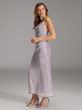 イブニングドレス シース Vネック スパンコール アンクル丈 スパンコール フォーマル パーティードレス