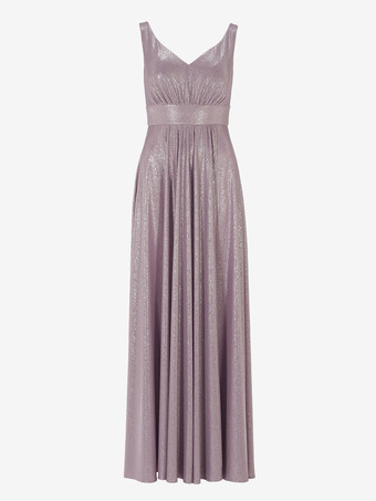 イブニングドレス Aライン Vネック フロアレングス サッシュ フォーマル ディナードレス