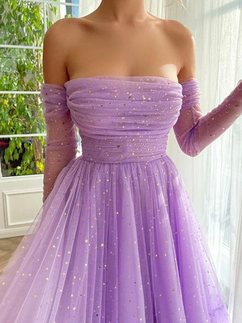 ホームカミングドレス ボールガウン バトーネック スパンコール チュール アンクル丈 ミディドレス