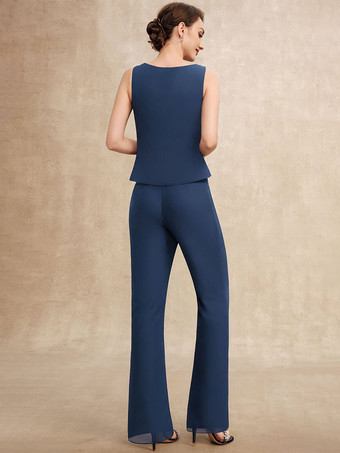 花嫁の母親のためのパーティードレス ジュエルネック ノースリーブ ツーピース スパンコール ゲストドレス 結婚式用