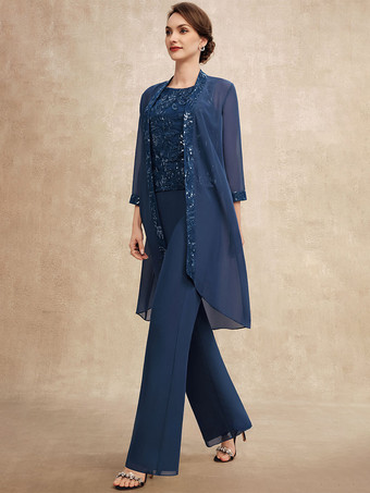 花嫁の母親のためのパーティードレス ジュエルネック ノースリーブ ツーピース スパンコール ゲストドレス 結婚式用