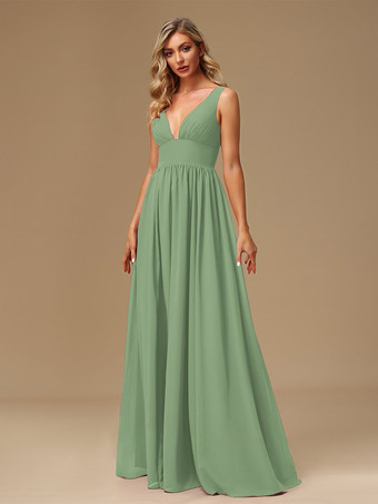 ミントグリーンブライズメイドドレス ボールガウン フロアレングス ジッパー シフォン プロムドレス