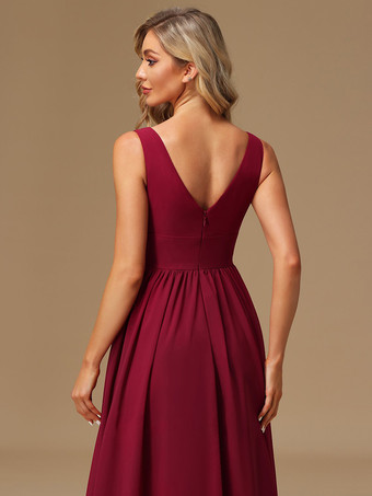 ブライズメイドドレス ボールガウン フロアレングス ジッパー シフォン プロムドレス