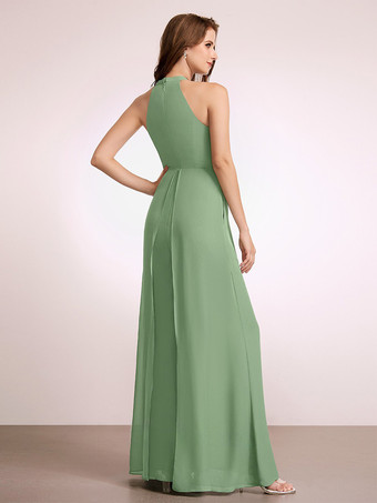 ブライズメイドドレス ジャンプスーツ フロアレングス ジッパー ポリエステル プロムドレス