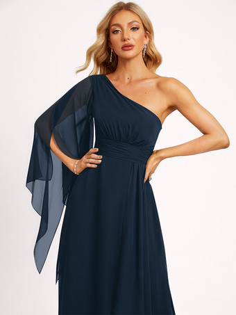 ブライズメイドドレス シフォン ボールガウン フロアレングス ウェディング パーティードレス