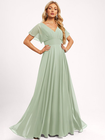 ブライズメイドドレス ボールガウン フロアレングス ジッパー シフォン ウェディング パーティードレス