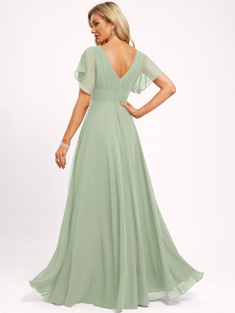 ブライズメイドドレス ボールガウン フロアレングス ジッパー シフォン ウェディング パーティードレス