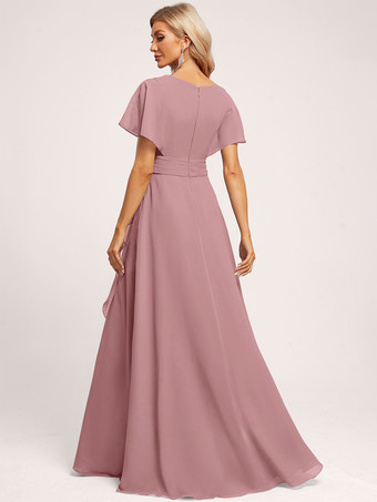 ブライズメイドドレス ボールガウン フロアレングス ジッパー シフォン ウェディング パーティードレス