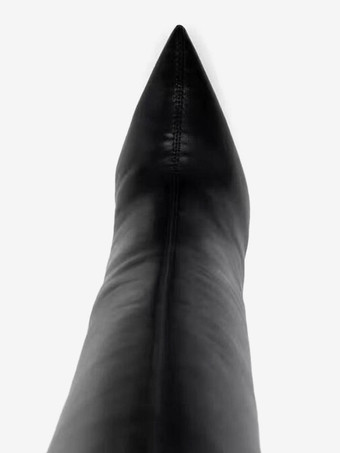 ブラック オーバーニーブーツ レディース ポインテッドトゥ ハイヒール サイハイブーツ