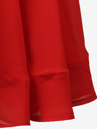 社交ダンス衣装 Ture レッド レディース セクシー ライクラ スパンデックス Vネック プリーツドレス ダンスドレス