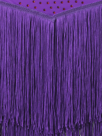 ラテンダンスドレス パープル レディース ライクラ スパンデックス ドレス セクシー フリンジ ラテン ダンサー ダンスウェア