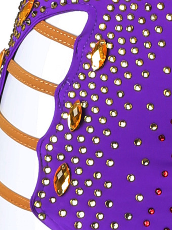 ラテンダンスドレス パープル レディース ライクラ スパンデックス ドレス セクシー フリンジ ラテン ダンサー ダンスウェア