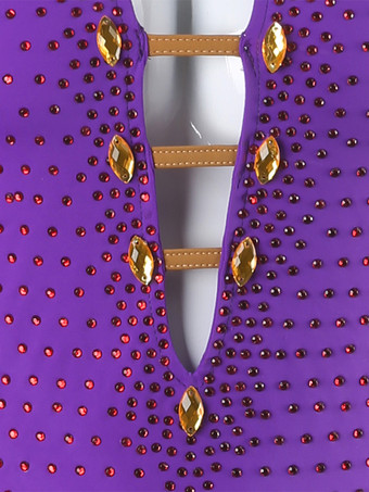 ラテンダンスドレス パープル レディース ライクラ スパンデックス ドレス セクシー フリンジ ラテン ダンサー ダンスウェア