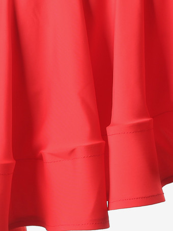 ラテンダンスコスチューム レッド レディース フリル バックレス セクシー ライクラ スパンデックス ドレス ダンスウェア