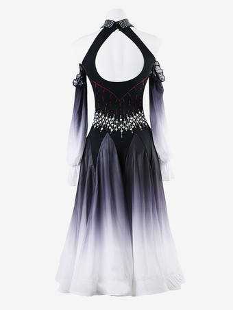 社交ダンス衣装 ロイヤルブルー レディース セクシー オンブレ ライクラ スパンデックス ドレス ラインストーン ダンスドレス