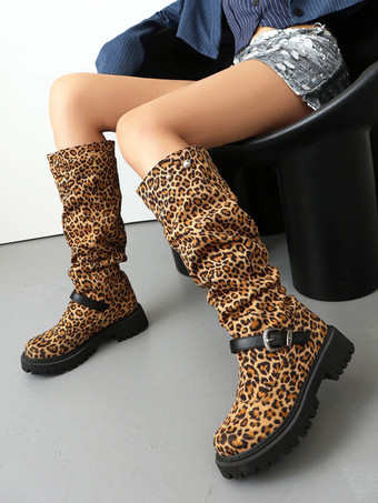 スエードニーハイブーツ レディース ブラック ラウンドトゥ フラットブーツ