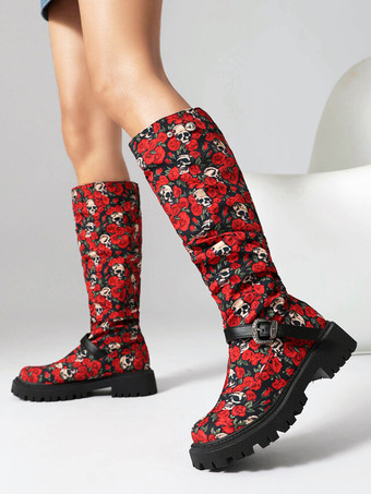 スエードニーハイブーツ レディース ブラック ラウンドトゥ フラットブーツ