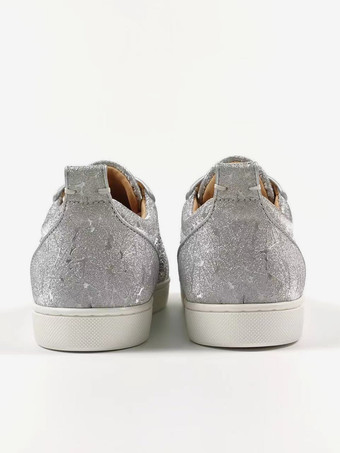 Chaussures décontractées sport hommes en polyester argenté strass à bout rond à enfiler avec illustration