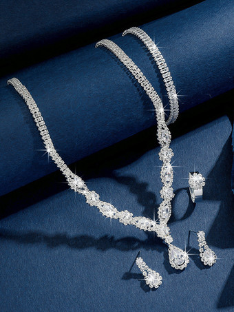 ファッションウェディングジュエリーセットシックなメタルダイヤモンド