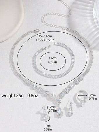 ファッションウェディングジュエリーセットシックなメタルダイヤモンド