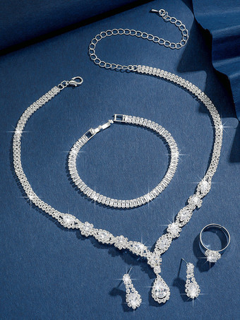 ファッションウェディングジュエリーセットシックなメタルダイヤモンド