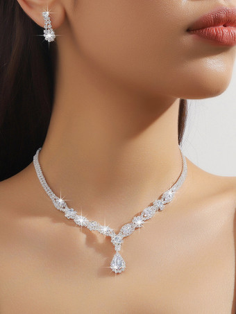 ファッションウェディングジュエリーセットシックなメタルダイヤモンド