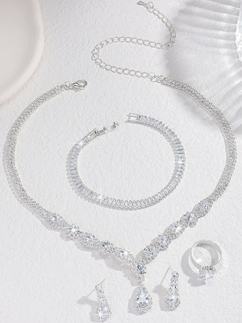 ファッションウェディングジュエリーセットシックなメタルダイヤモンド