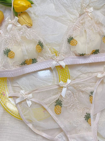 イエローブラ パンティ セット イエロー 刺繍 カラー ブロック 2 ピース シック 大人用 ランジェリー