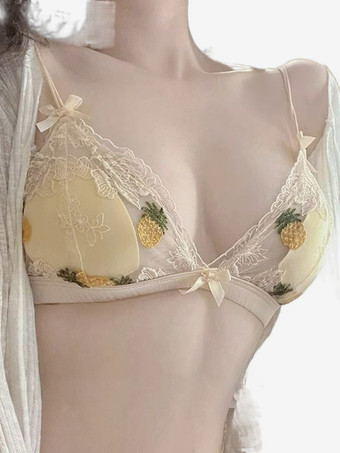 ブラ パンティ セット イエロー 刺繍 カラー ブロック 2 ピース シック 大人用 ランジェリー