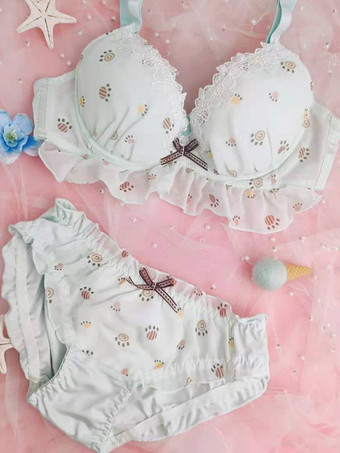 パステルグリーンブラ＆パンティセット パステルグリーン リボン 2ピース ランジェリー