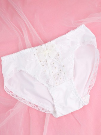 ブラ＆パンティセット ホワイト リボン 2ピース 大人用ランジェリー