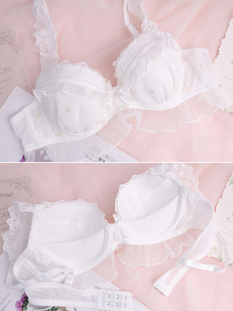 ブラ パンティ セット ホワイト フリル 2ピース 大人用ランジェリー