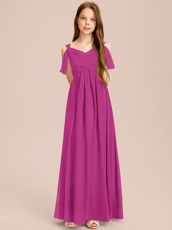 ローズレッドホワイトフラワーガールドレス 特別な日のためのドレス アイボリーシフォン ノースリーブ スウィートハートネック フラワーガールドレス