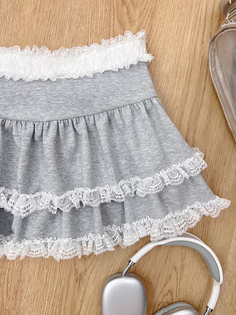 スウィートロリータSKティアードフリルライトグレーロリータスカート