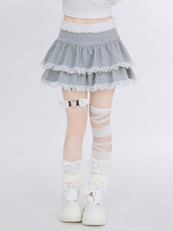 スウィートロリータSKティアードフリルライトグレーロリータスカート