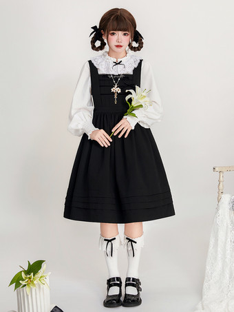 noir Robe Sweet Lolita Robe sans manches en polyester Robe Sweet Lolita