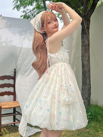 Robe Lolita Sweet en polyester sans manches avec nœuds