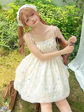 Robe Lolita Sweet en polyester sans manches avec nœuds