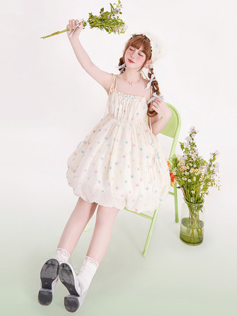 Robe Lolita Sweet en polyester sans manches avec nœuds