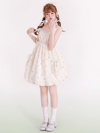 Robe Lolita Sweet en polyester sans manches avec nœuds