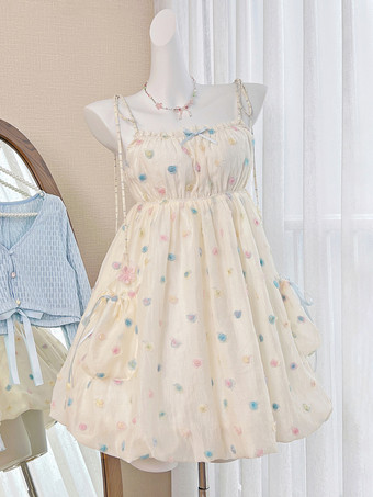 Robe Lolita Sweet en polyester sans manches avec nœuds