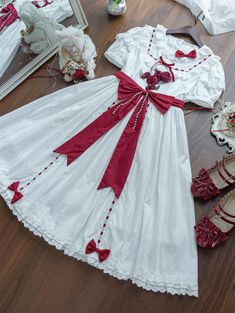 スイートロリータドレス ポリエステル半袖ドレス ロリータドレス