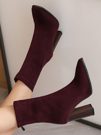 レディース アンクルブーツ ヒョウ柄 ジッパー ブーティ スエードレザー ポインテッドトゥ チャンキーヒール