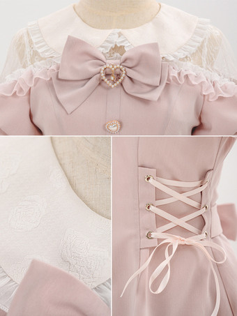 Tenues Sweet Lolita Volants noirs Nœuds Manches courtes Pantalon cravate