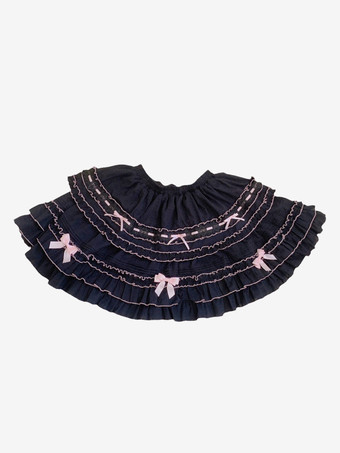 スウィートロリータSK リボンフリルライトスカイブルーカラーブロックロリータスカート