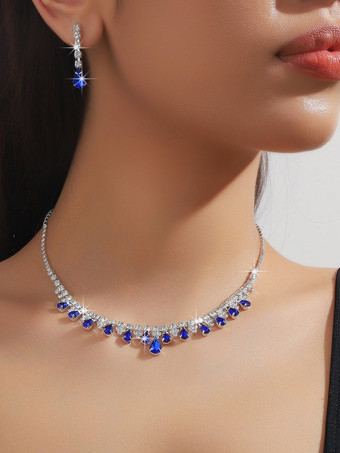 ファッションウェディングジュエリーセットゴージャスなメタルダイヤモンド