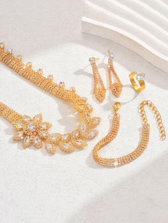 ファッションウェディングジュエリーセット魅力的なダイヤモンドピアスメタル