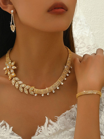 ファッションウェディングジュエリーセット魅力的なダイヤモンドピアスメタル