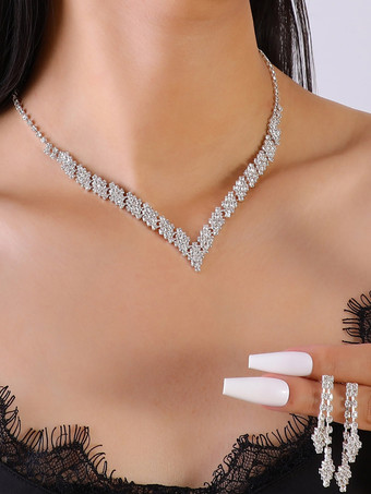 ファッションウェディングジュエリーセットシックなダイヤモンドピアスメタル