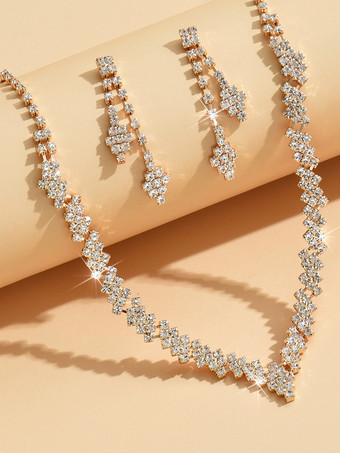 ファッションウェディングジュエリーセットシックなダイヤモンドピアスメタル